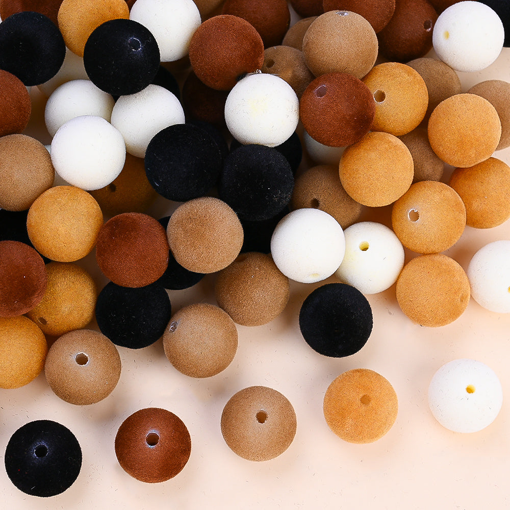 50pcs 16mm Fluffy Acrylic Round Beads