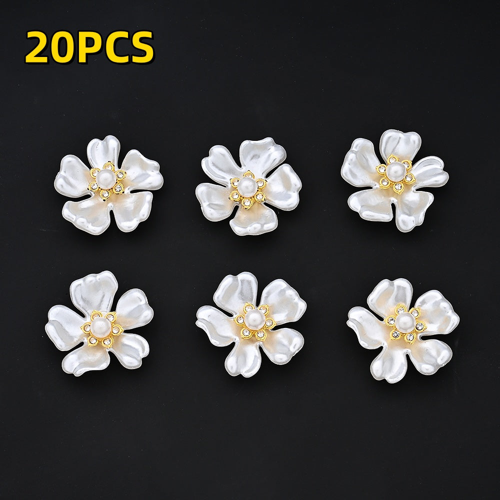 White Acrylic Flower Flatback Beads