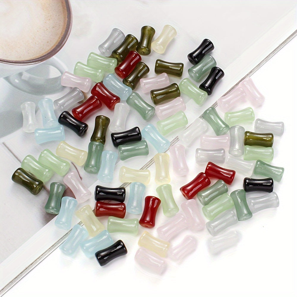 6x12mm 50pcs Mix Colors Coloured Glaze Bamboo Beads