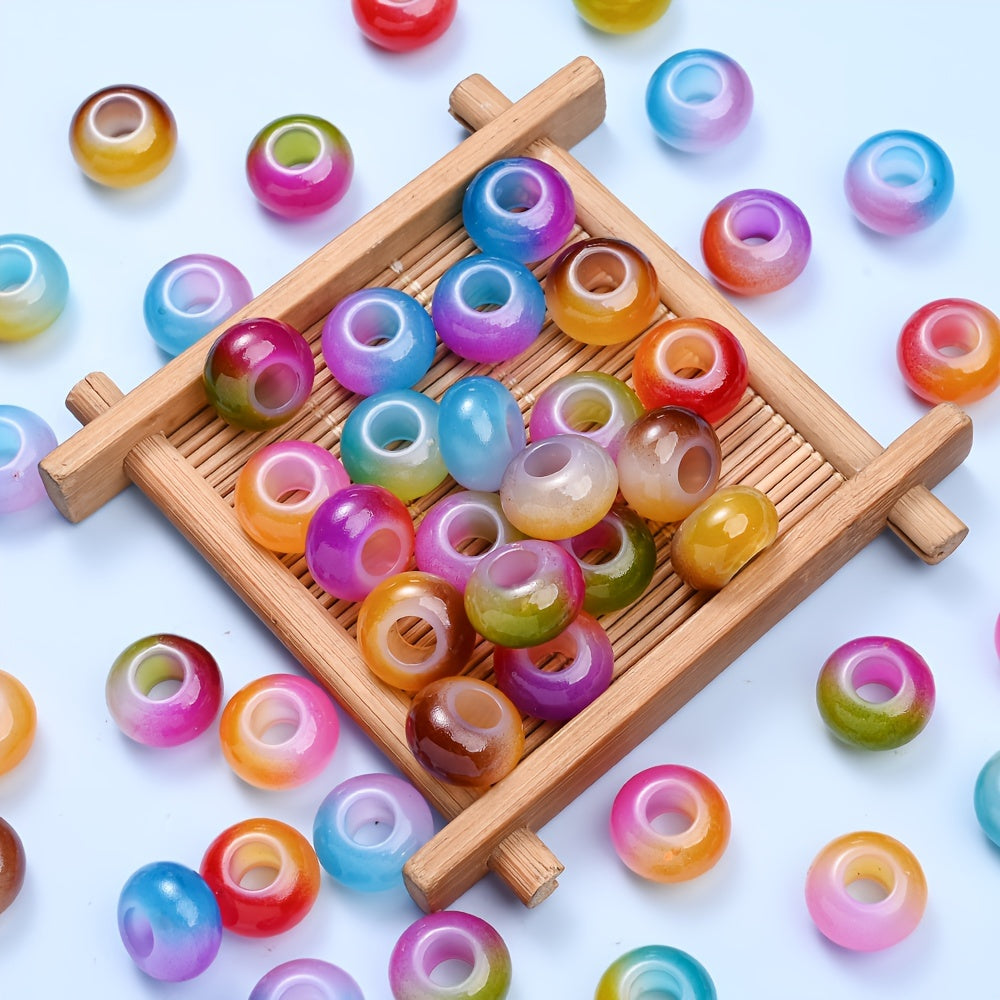 Glossy Two-Color Acrylic Large Hole Spacer Beads