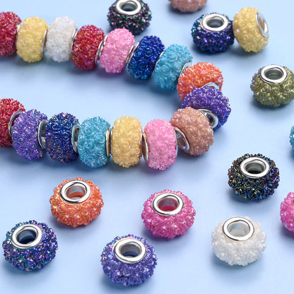 Colorful Flower Acrylic Large Hole Spacer Beads