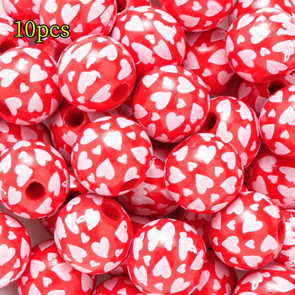 Valentine’s Day Printed Wooden Beads