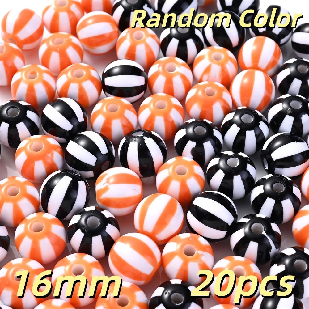 20pcs 12/16mm Acrylic Striped Halloween Beads