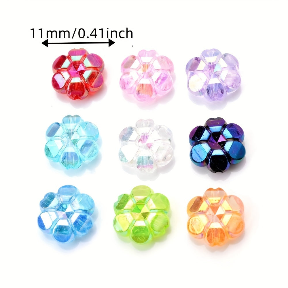 Multicolor AB Shiny Flower Acrylic Beads