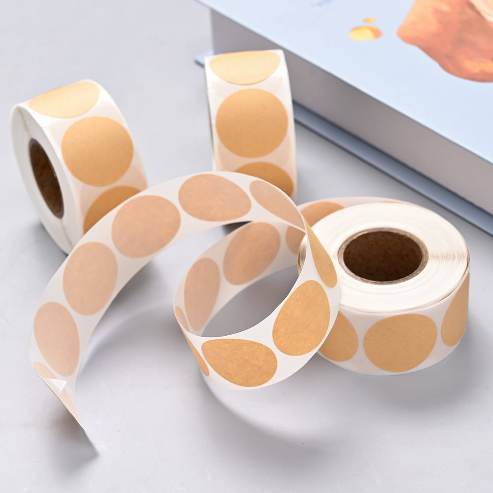 Khaki Round Paper Stickers