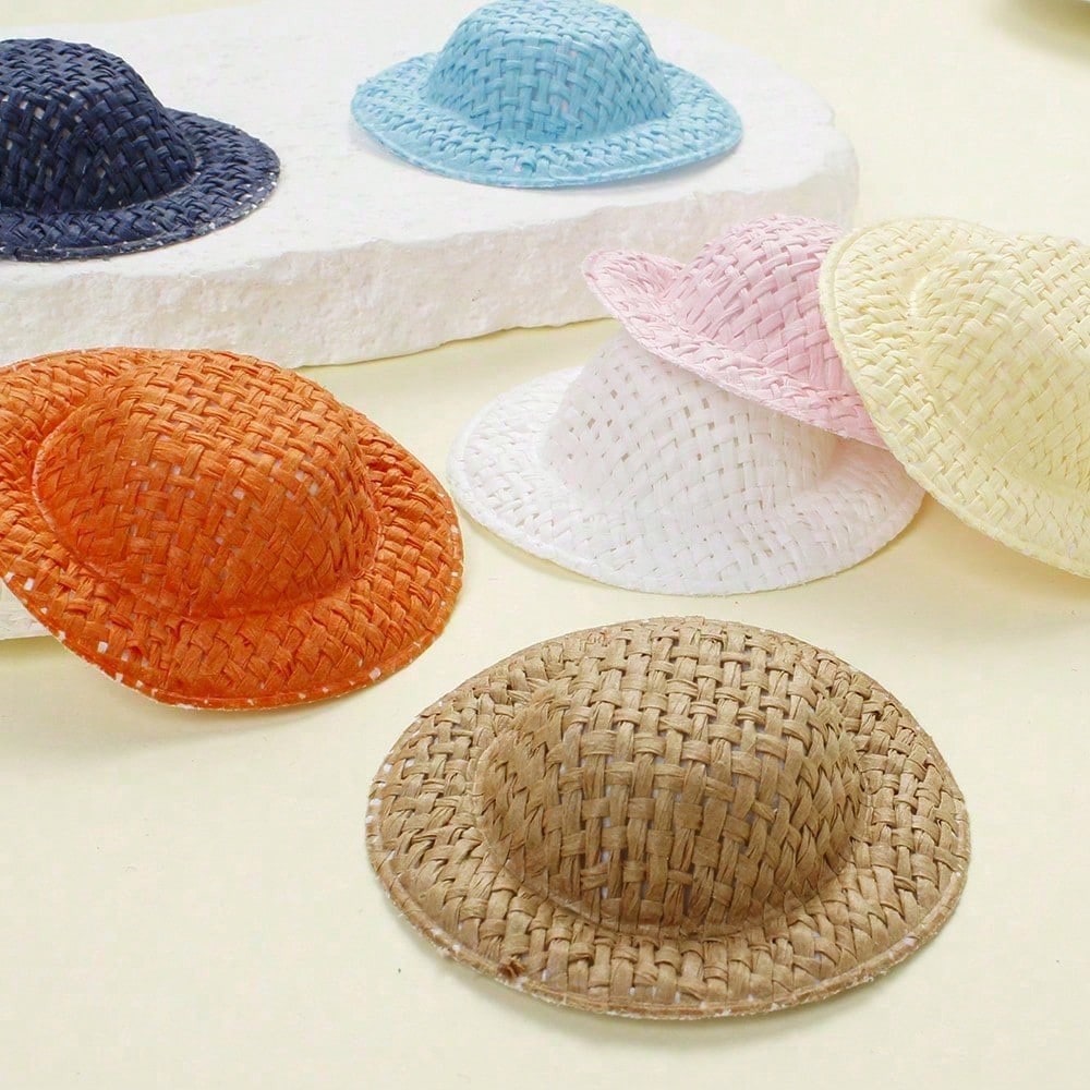 30-Piece Miniature Bohemian Straw Doll Hats