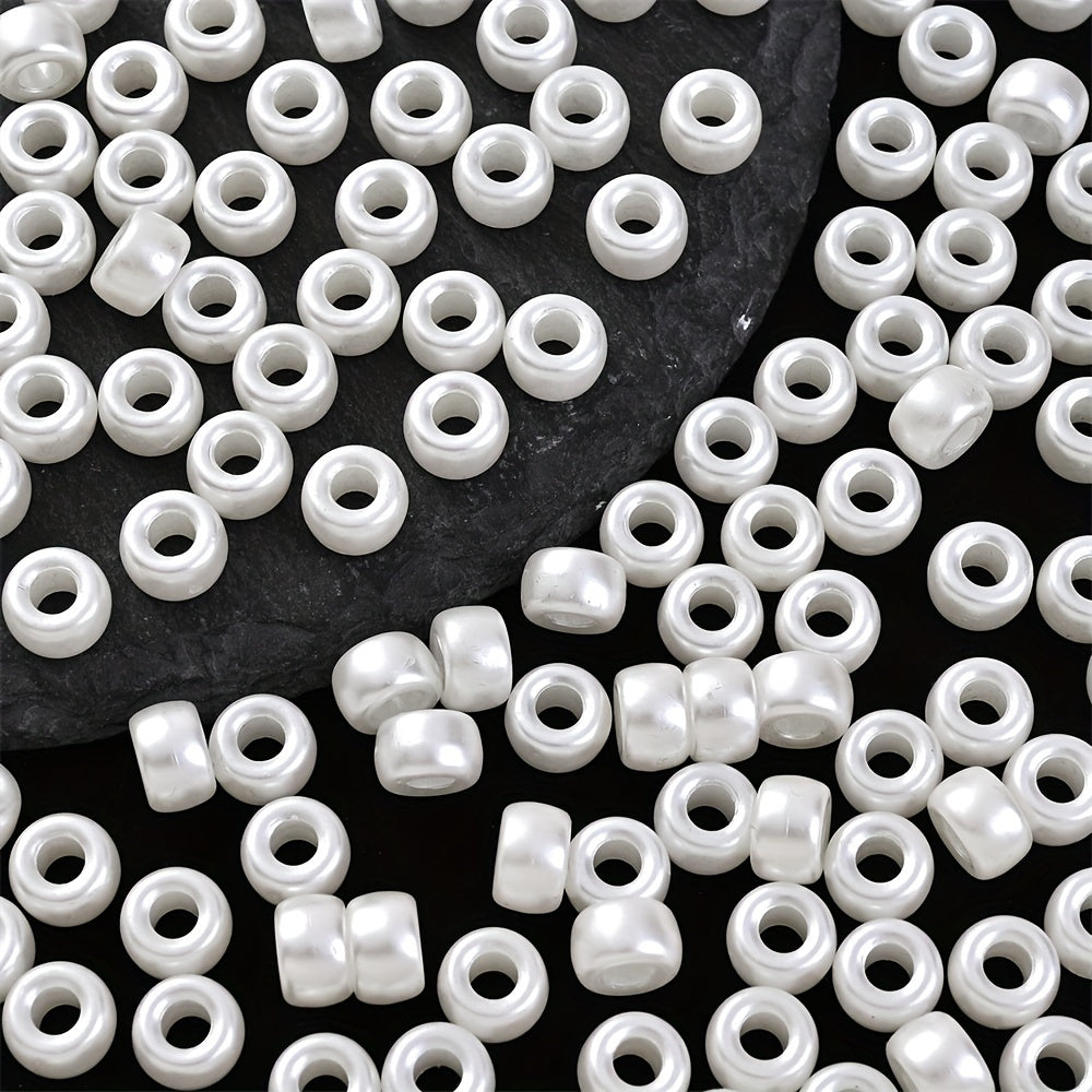 50pcs White Acrylic Large Hole Beads