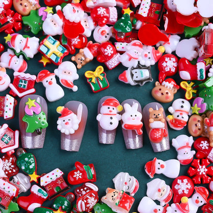 17g 7–15mm Christmas Resin Flatback Embellishment Set