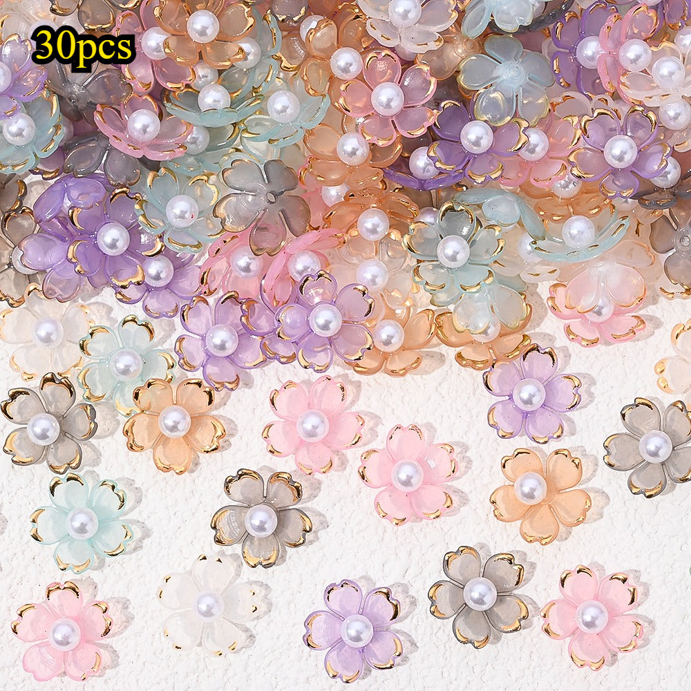 30pcs/set Transparent White Acrylic Cherry Blossom Flower Beads