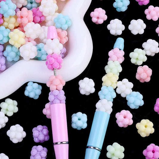 Macaron Color Flocked Flower Beads