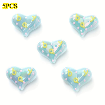 5pcs/set 17x22mm Sweet Heart Acrylic Beads