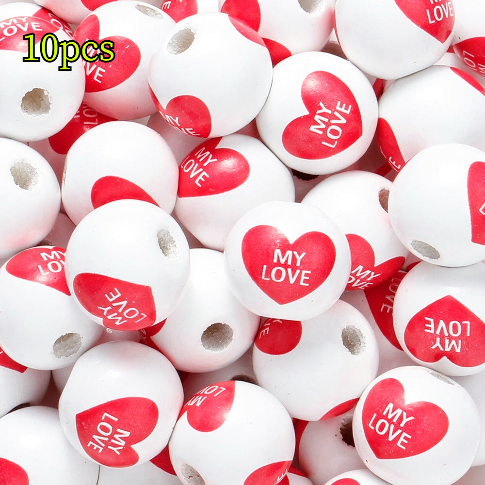 Valentine’s Day Printed Wooden Beads