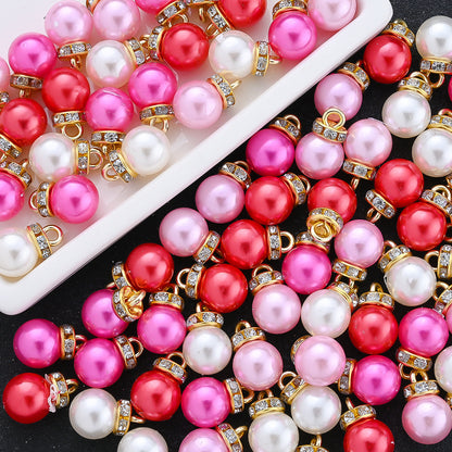 Pink Artificial Pearl Round Pendants