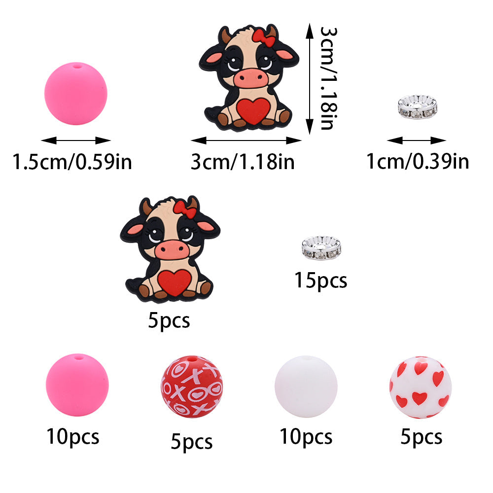 Pink Silicone Focal Beads Set