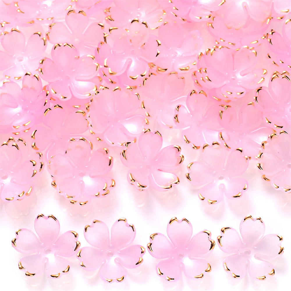 200PCS 19mm Colorful Five-Petal Flower Acrylic Beads