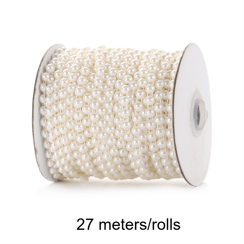 27m/roll 6mm Half Round Imitation Pearl Bead String