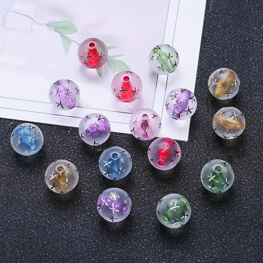 10pcs 16mm Colorful Starfish Print Acrylic Beads
