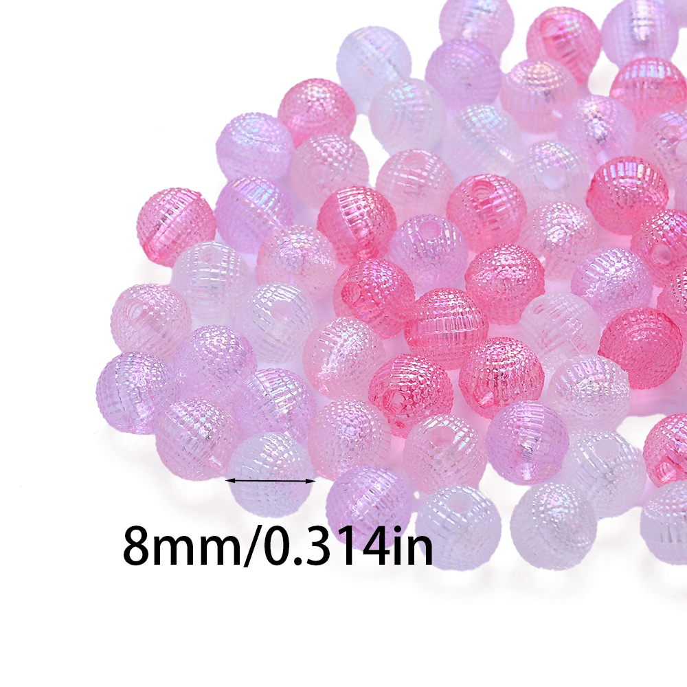 100pcs 8mm Pink Series AB Acrylic Round Beads