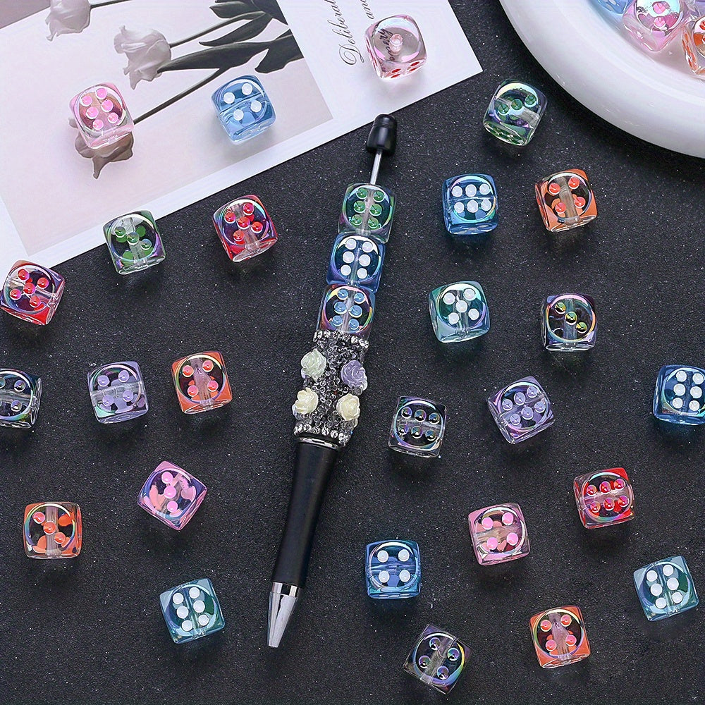10pcs 14mm UV Plated Dice Beads