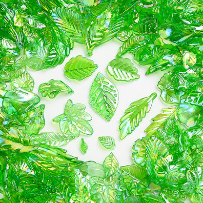 Green Acrylic Leaf Beads