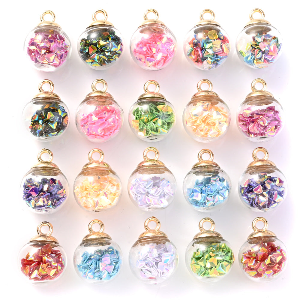 Glitter Sequin Glass Bottle Pendants