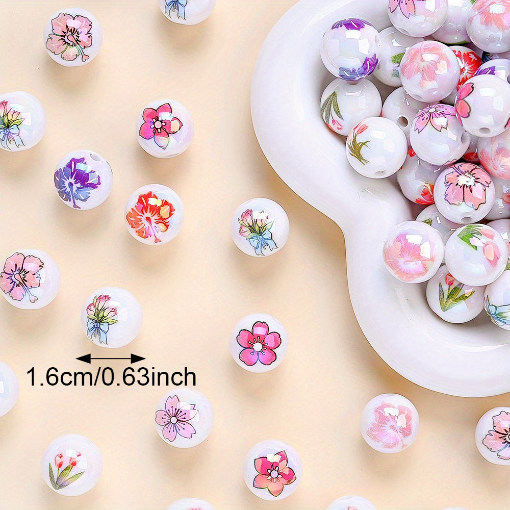 10pcs 16mm Pink Tulip Flower Acrylic Beads