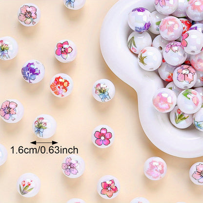10pcs 16mm Pink Tulip Flower Acrylic Beads