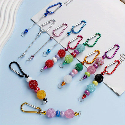 22-Piece Multicolor D-Shaped Beadable Keychain Hooks