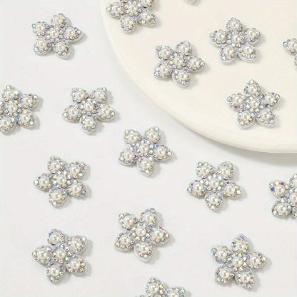Pearl Rhinestone Flower Patches