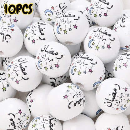 Arabian Star and Moon Wooden Beads