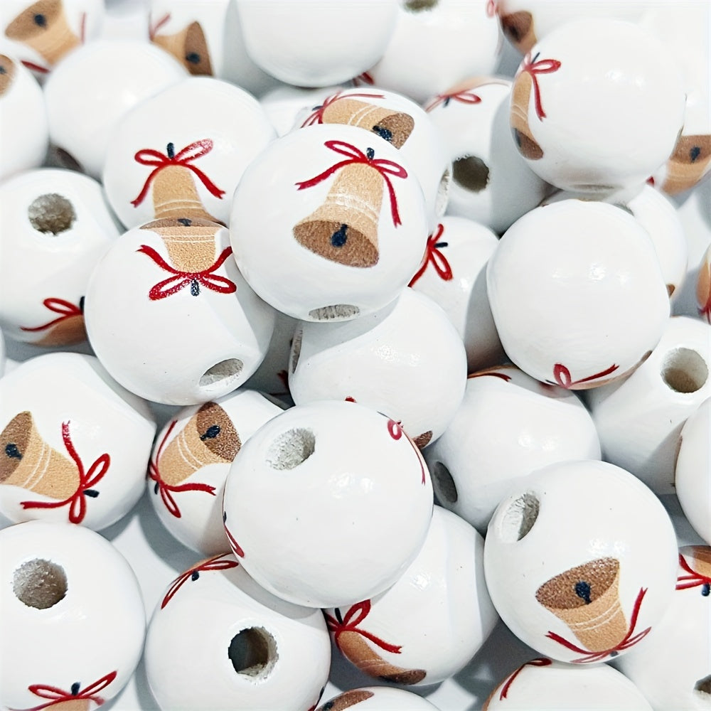 Christmas Wooden Pattern Beads