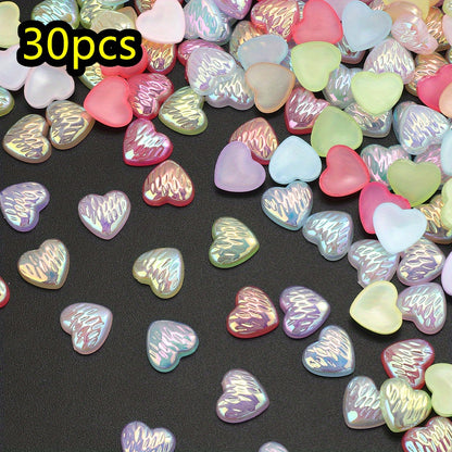 30pcs/set Mini 3D Heart Acrylic Cabochon Beads