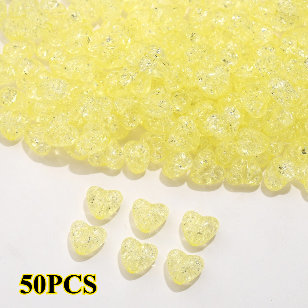 50pcs/set 9.5x11mm Crackle Heart Acrylic Beads