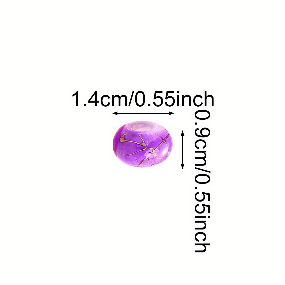 30pcs 9x14mm Golden Wire Acrylic Large Hole Beads