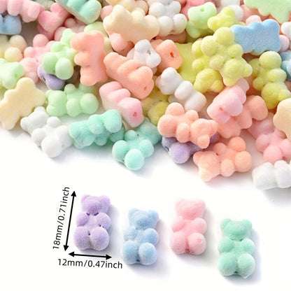Macaron Flocking Bear Acrylic Beads