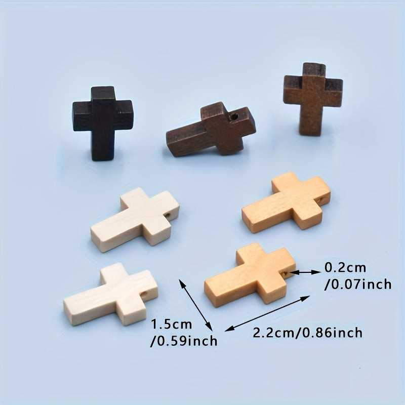 Natural Wood Cross Charms