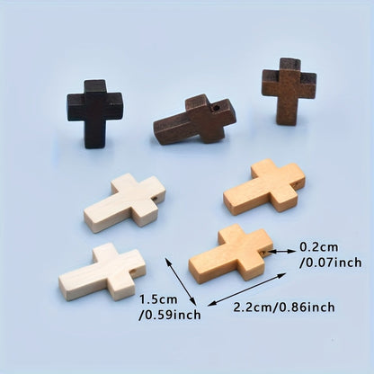 Natural Wood Cross Charms