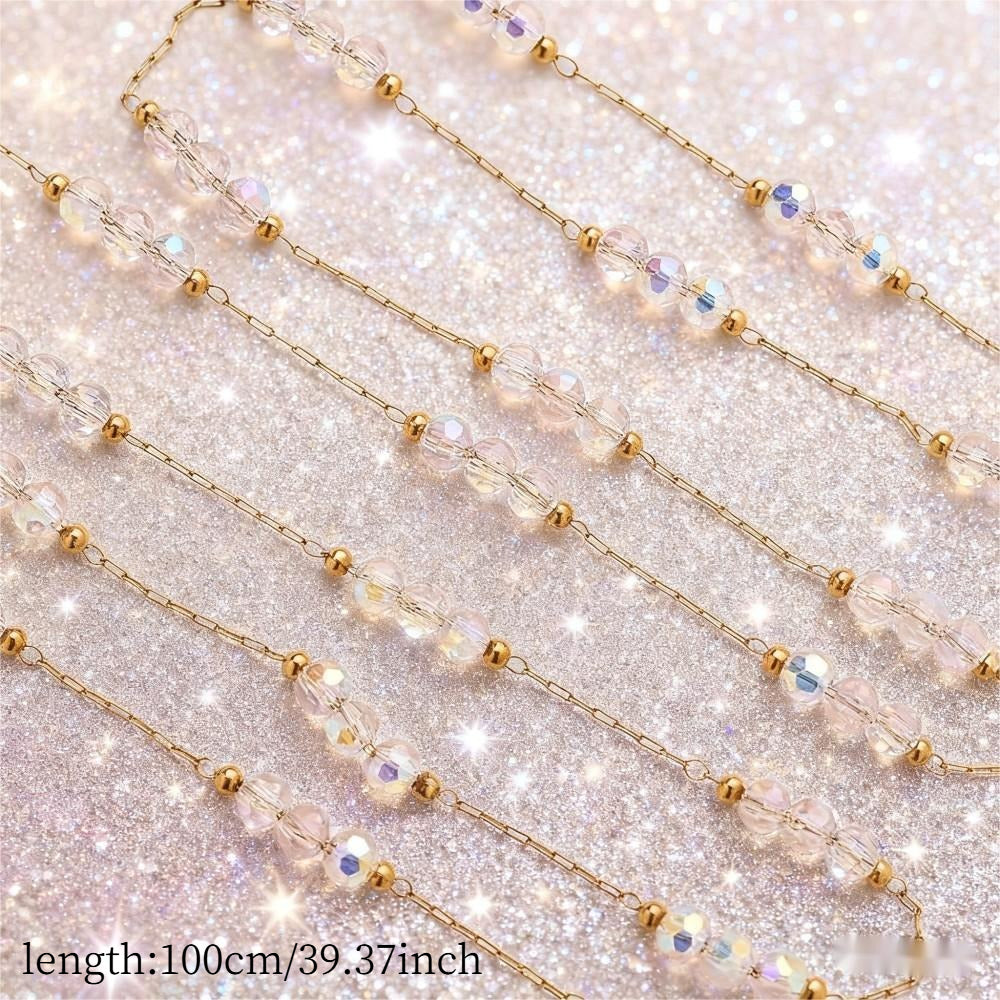 1m Colorful Shiny Pink Glass Bead Chain