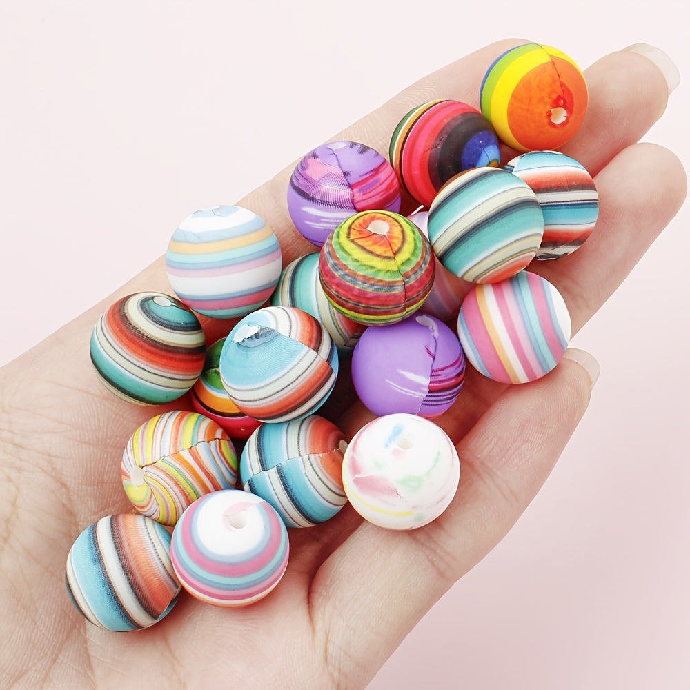 30/50pcs 15mm Universe Rainbow Silicone Beads