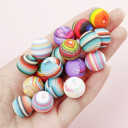 30/50pcs 15mm Universe Rainbow Silicone Beads