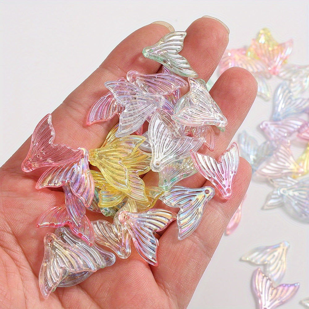 50pcs 20mm Mermaid Tail Acrylic Spacer Beads