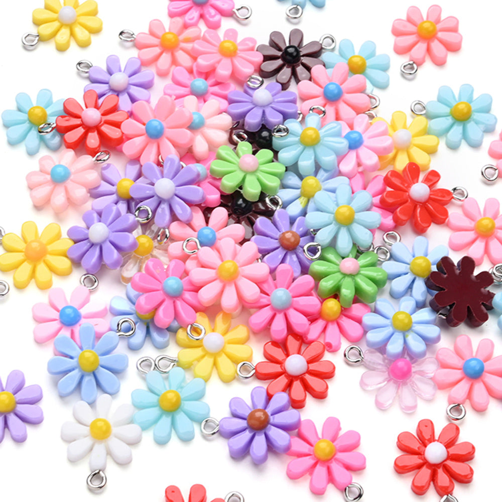 60pcs Sunflower Charms Beads Assorted Daisy Flower Pendant