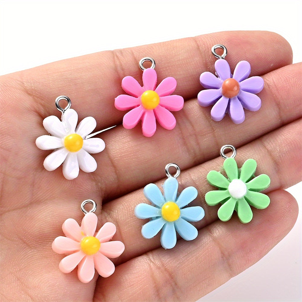 60pcs Sunflower Charms Beads Assorted Daisy Flower Pendant