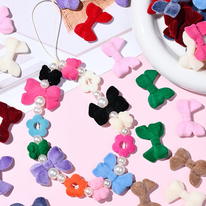 Resin Flocked Bowknot Beads