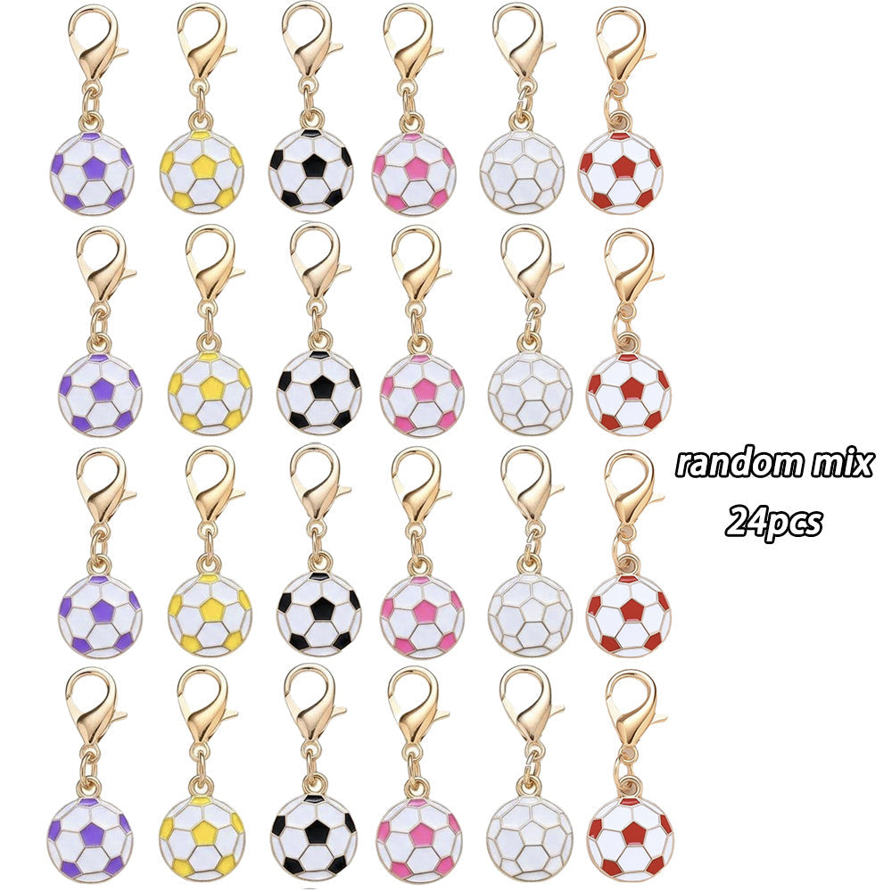 24PCS Random Mix Soccer Mini Keychain Set