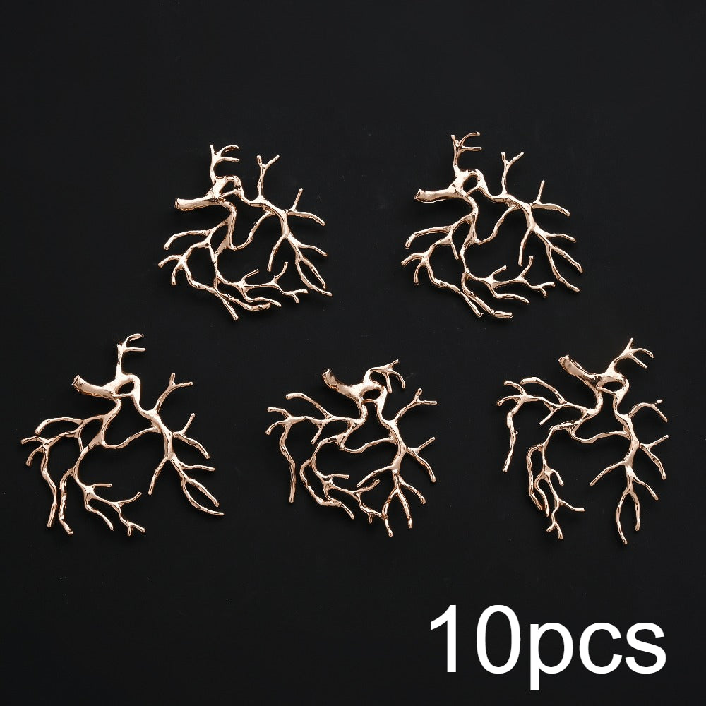 10PCS Gold & Silver Tree Branch Bead Cap Pendant Set