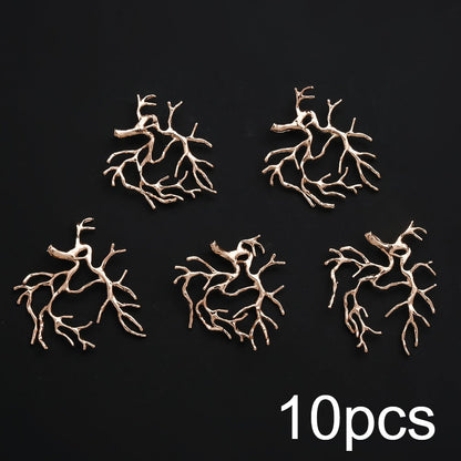 10PCS Gold & Silver Tree Branch Bead Cap Pendant Set