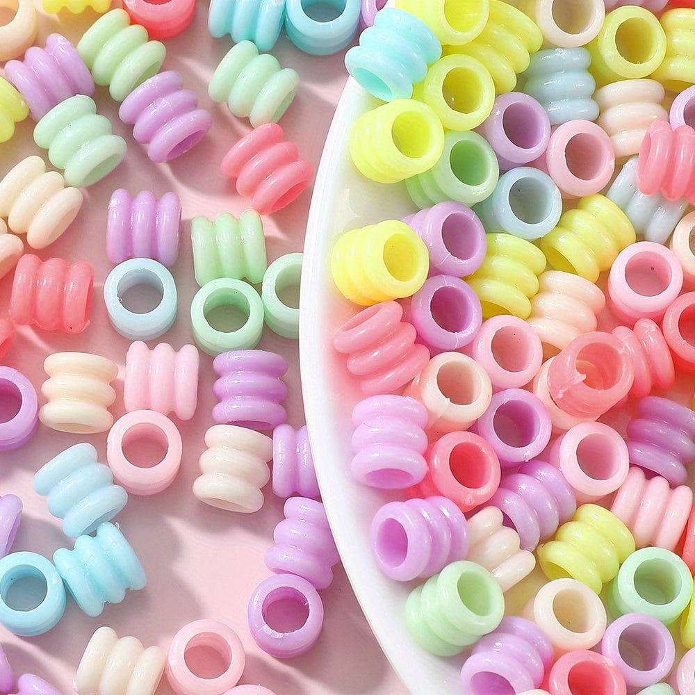100/200pcs Mixed Tube Acrylic Large Hole Beads