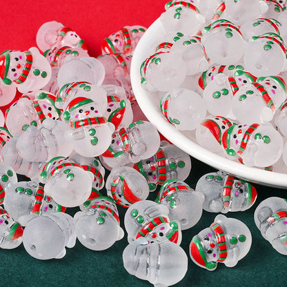 Frosted Acrylic Christmas Snowman Beads