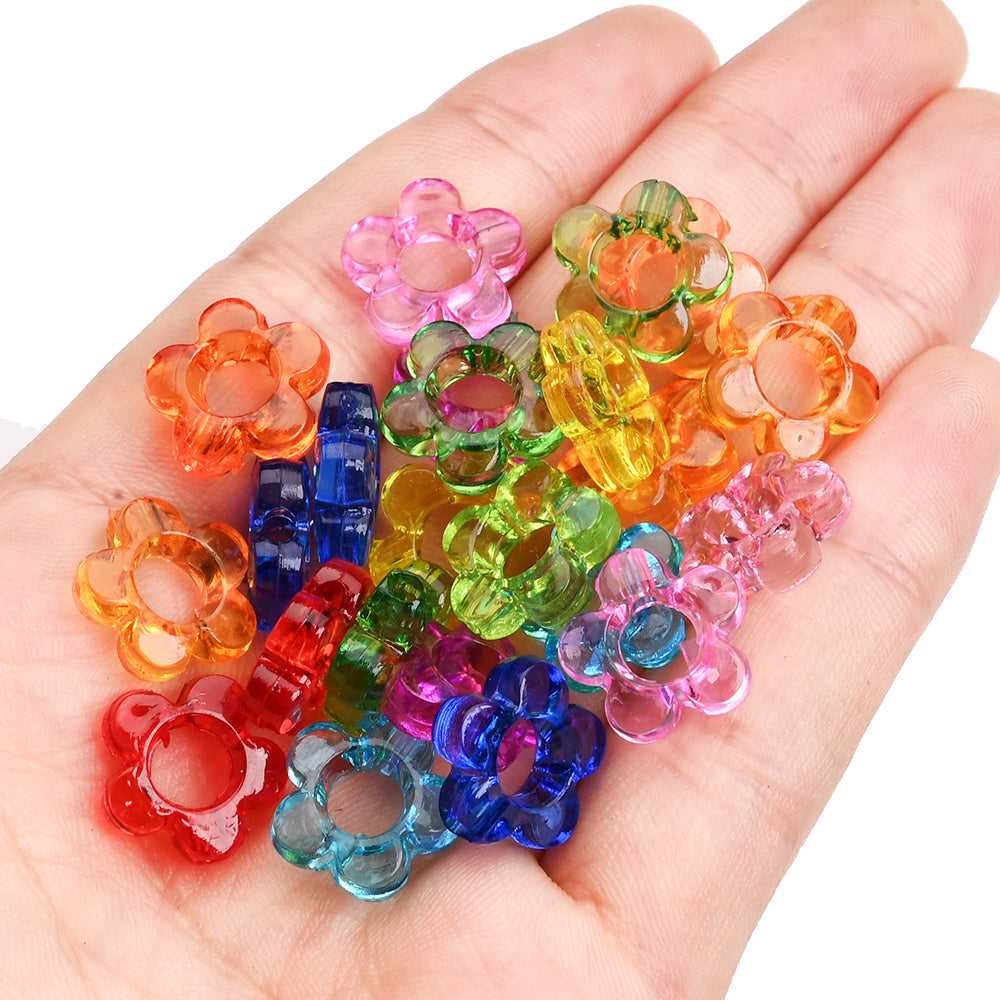 100pcs 13mm Translucent Flower Acrylic Beads